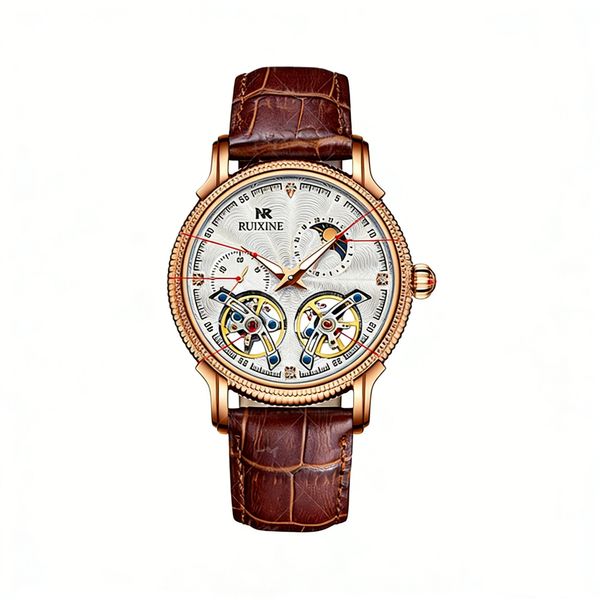 RUIXINE Men'S Watch Sparkling Diamond Hour Markers Exudes Style Luxury