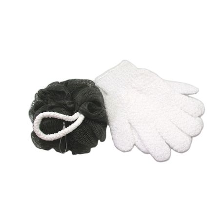 Exfoliating Glove White & Body Sponge Charcoal Set Image