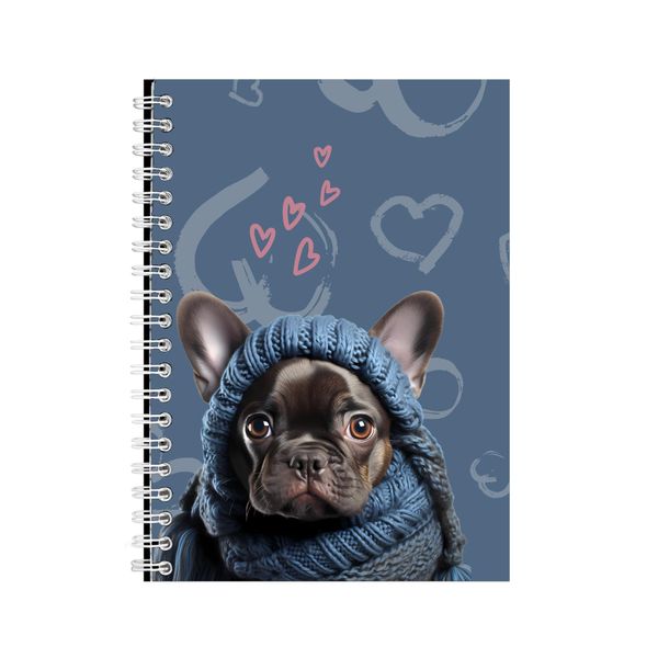Winter A5 Notebook Spiral Lined Trendy Frenchies Graphic Notepad Present105