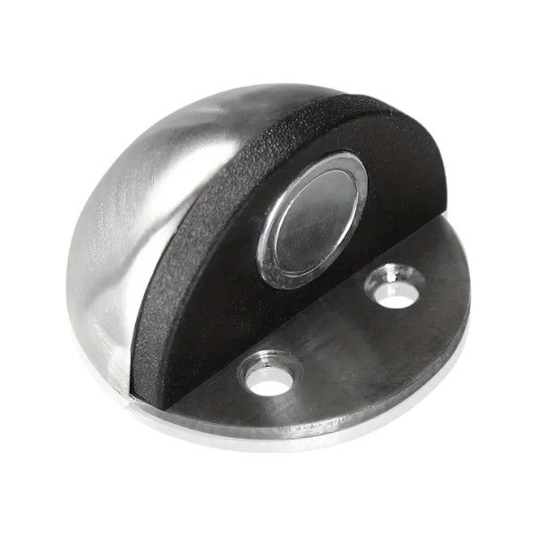 Floor-Mounted Magnetic Door Stopper - Silver