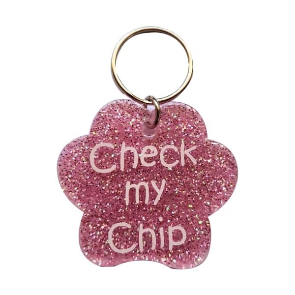 ID Discs Dog Pawprint Pink Sparkle