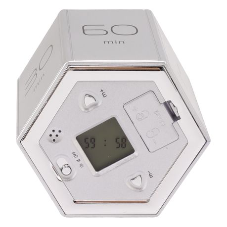 Hex Flip Timer with Mute Alarm Function Time Management Cube Timer Silver Image