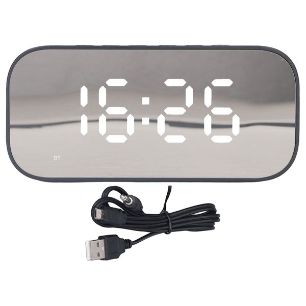 Alarm Clock Radio Dimmer Control Dual FM with Bluetooth Speaker Black