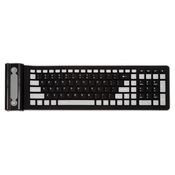 Flexible Roll Up Water Resistant Washable Soft Wireless Keyboard