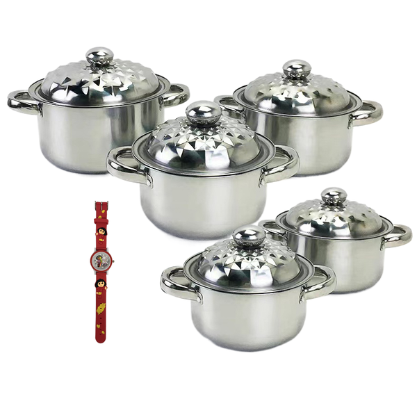 High Quality Stainless Steel Pots and Stainless Steel Lids - 10 Piece