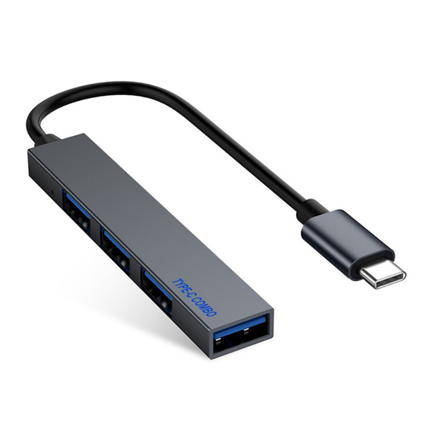 TechByte USB C Hub - 4-in-1 Type C Hub - Multi-Function Adapter - Moon Grey