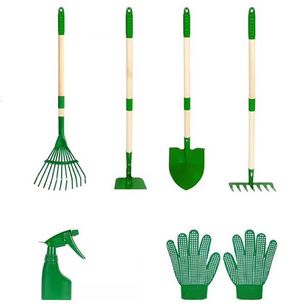 Toy 6 Piece Outdoor Lawn Weeding Kids Gardening Tool Set