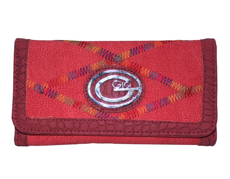 GIO GI-005 Faux Suede Leather Colourful Stitch Card Holder Organiser Purse
