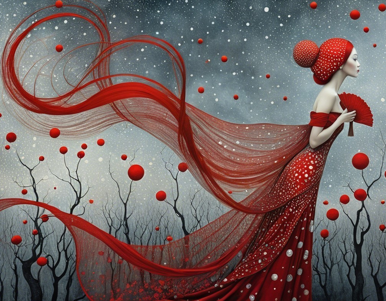 Modern Canvas Wall Art Home Decor - Lady In Red