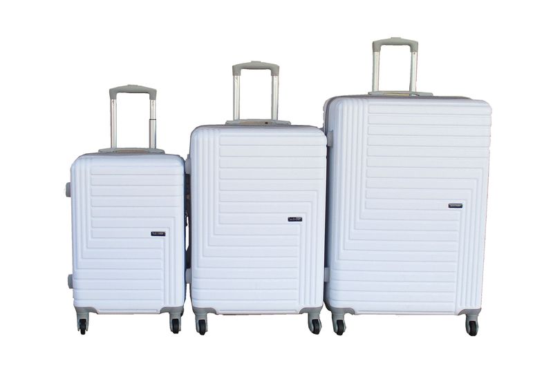 White ABS 3-Piece Hard Shell Luggage Set-Spinner Wheels,Telescoping Handles