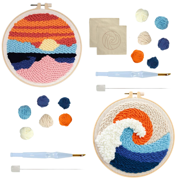 TUFT CROWD - DIY Punch Needle Sunset and Sunset Wave kit, Punch Needle