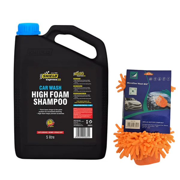 Shield 5 Litre High Foam Shampoo With Microfibre Wash Dry Glove