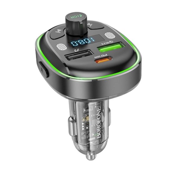 Might PD30W + QC3.0 Car Bluetooth FM Transmitter (Metal Grey) BOROFONE BC47