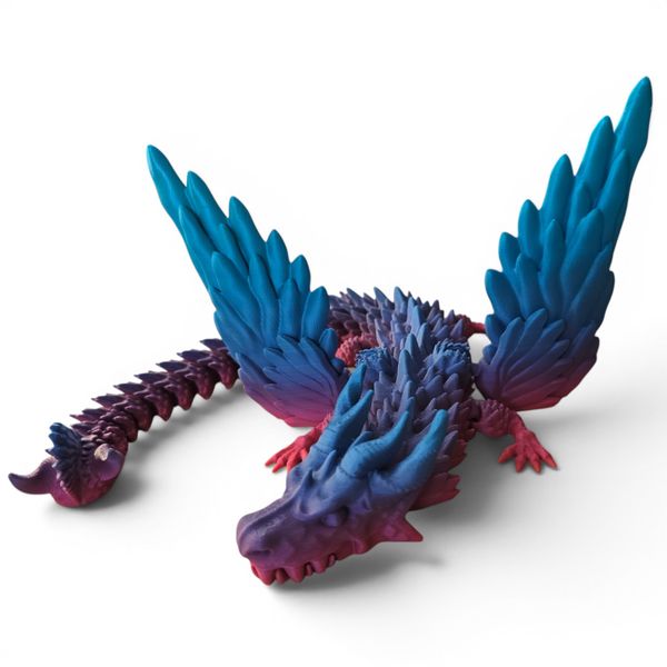 3D Printed Articulated Rainbow Wyvern - 42cm Collectible Dragon