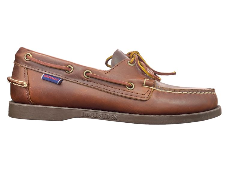 Sebago - Docksides Portland Waxed Mens Brown-Gum Boat Shoes