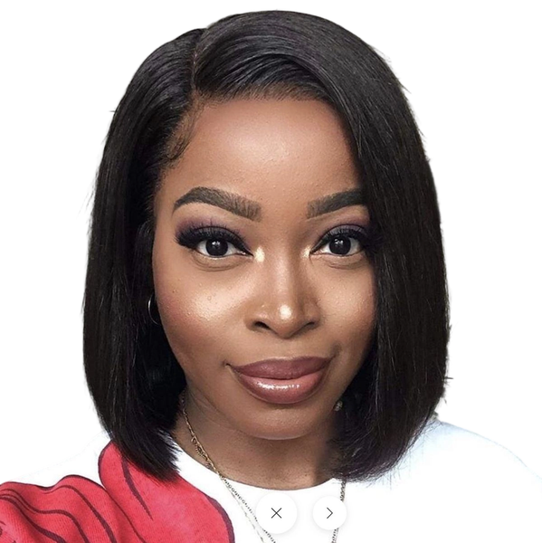 Bob Wig Human Hair Glueless Wear and Go Pre Plucked Pre Cut Straight Short