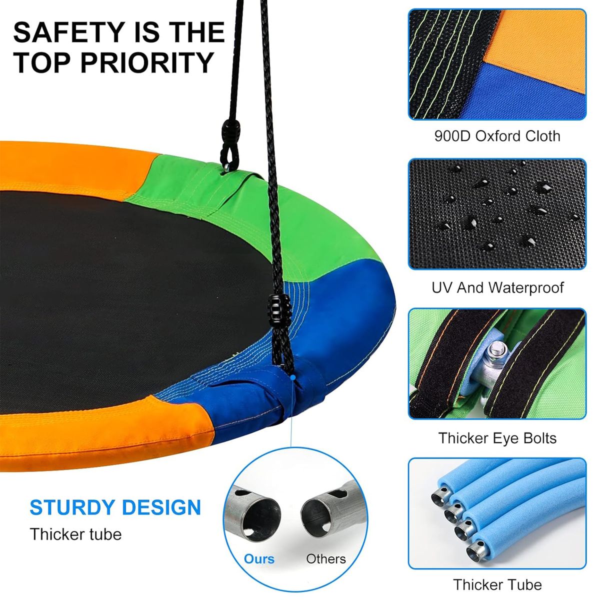 Kids Hanging Swing Seat, Sturdy Oxford Cloth Hanging Chair, Kids