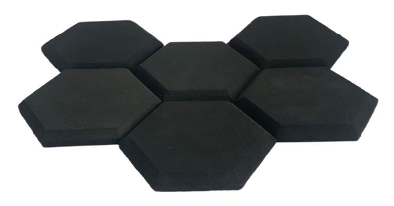 Acoustic Sound Panels - BEVELLED HEXAGON - BLACK (Pack of 6)