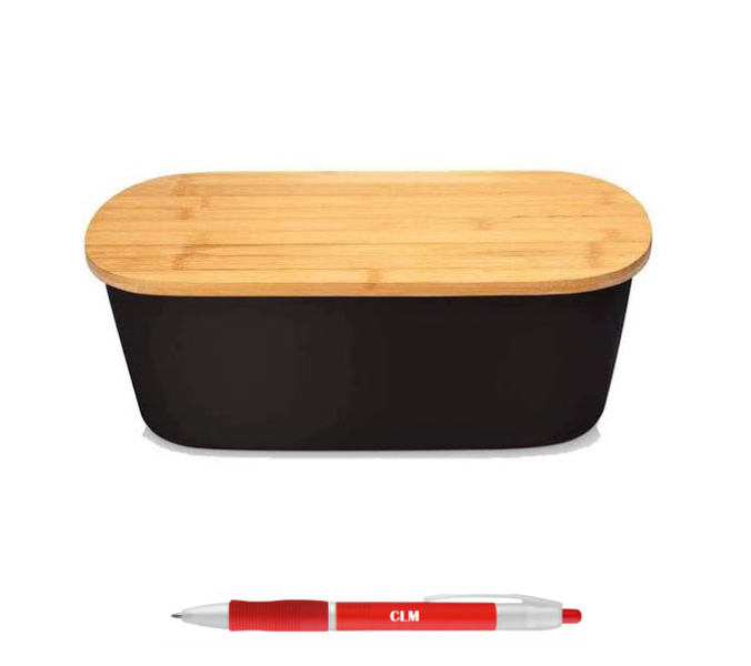 TMH 2 in 1 Black Bamboo Bread Bin with CLM Pen