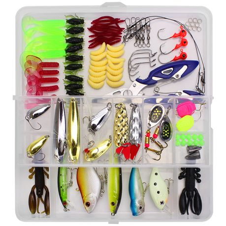 101 Pieces Predator Fishing Lure, Portable Fishing Bait Kit with
