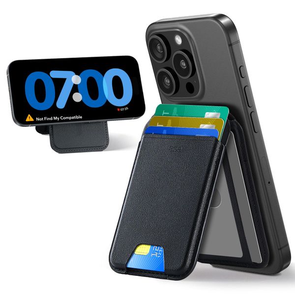 Magnetic Wallet Card Holder for phone, Premium Vegan Leather