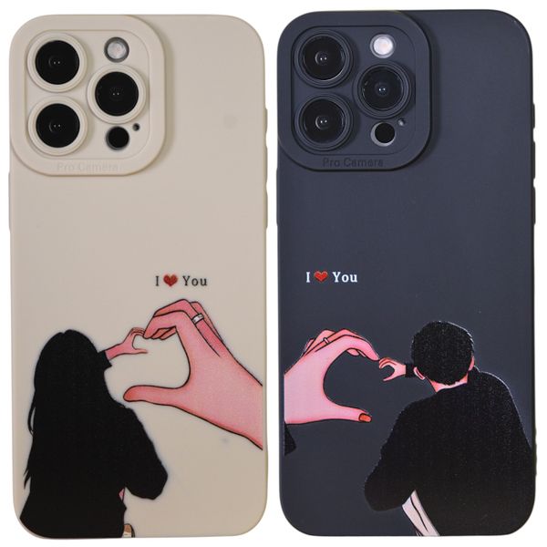 Phone Case Set With Cute Couple - Compatible With 15 Pro Max - Multicolour