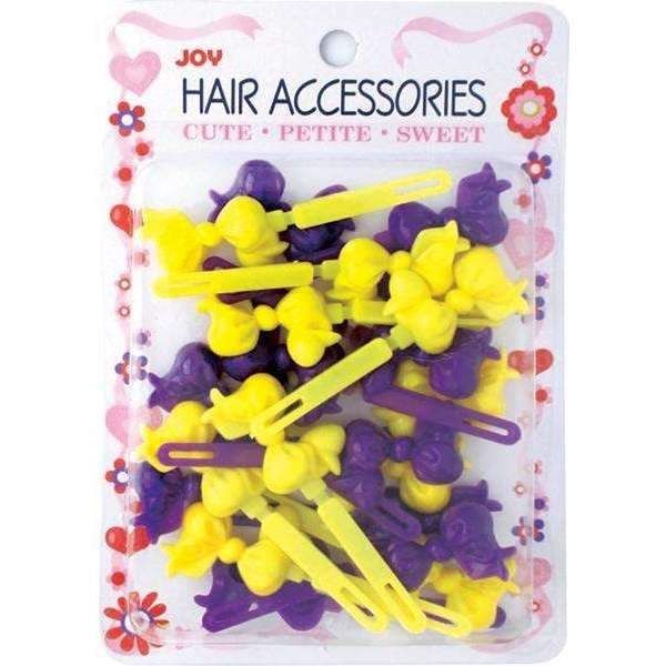 Joy - Ann16436 Ribbon II Barrettes Yellow and Purple- 6 Pack
