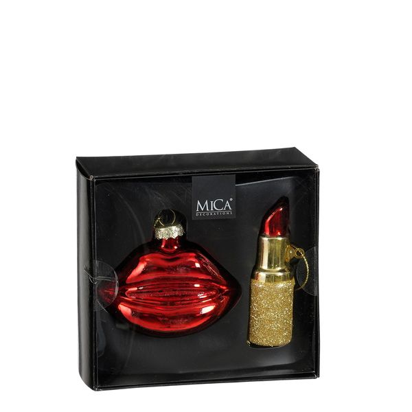 Ornament Set Lipstick Lips 2pc