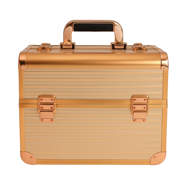 Rose Gold Professional Aluminum Makeup &amp; Nail Products Vanity Travel Case