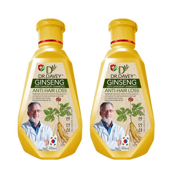2 Pack - Dr Davey Ginseng Anti-Hair Loss&amp;Dandruff Hair Growth Shampoo 450ml