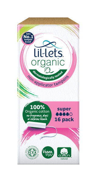 Lil-Lets Organic Tampons Non-Applicator Super 16's