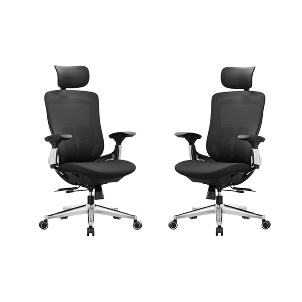 Set Of 2 High-Back Height Adjustable Office Mesh Chair with Headrest