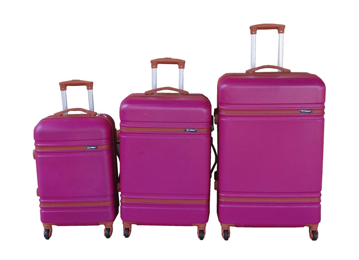 Le Emperor ABS Telescopic Handle Luggage Set - 3-Piece - Purple
