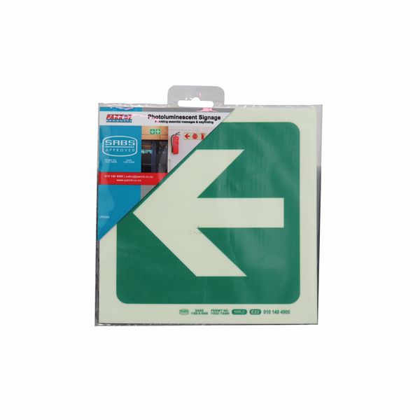 Parrot Products Photoluminescent E20 Safety Sign (Arrow Left)
