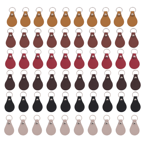 60 Pcs Pu Leather Key Fob Kit Leather Key Fobs Blanks with Rivets