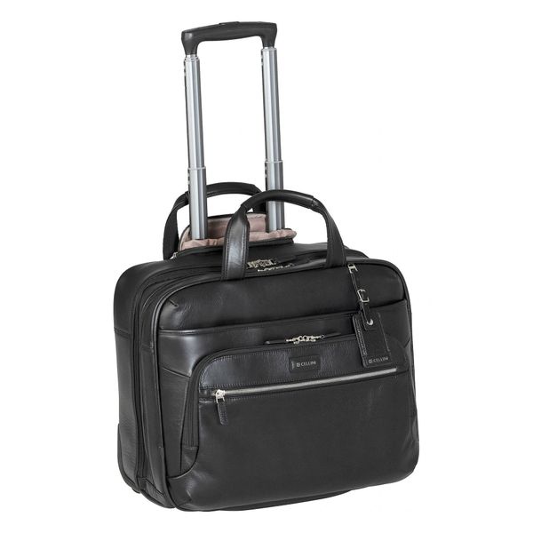 Cellini Infinity Leather Business Trolley Case - Laptop Bag - Black
