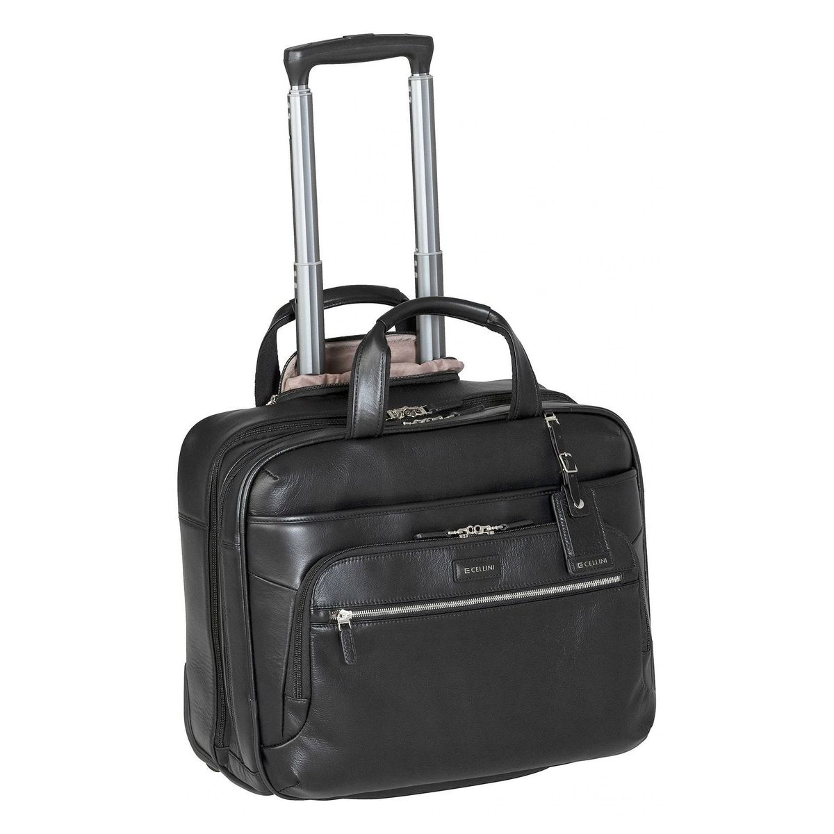 Cellini Infinity Leather Business Trolley Case - Laptop Bag - Black ...