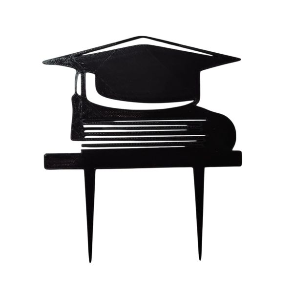 Graduation Cake Topper - 15cm - 3D Printed Black