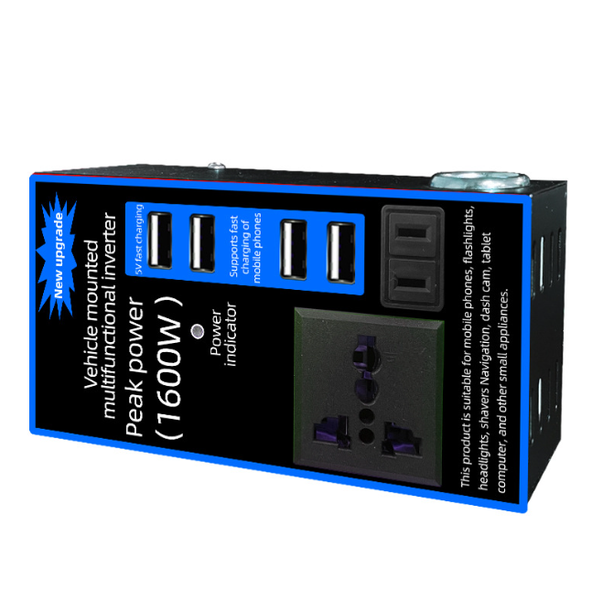 Multi-functional voltage inverter, converts 12V to 220V