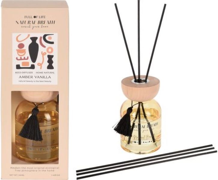 Diffuser Set 100ml Including 6 Black Reeds - Amber Vanilla Scent