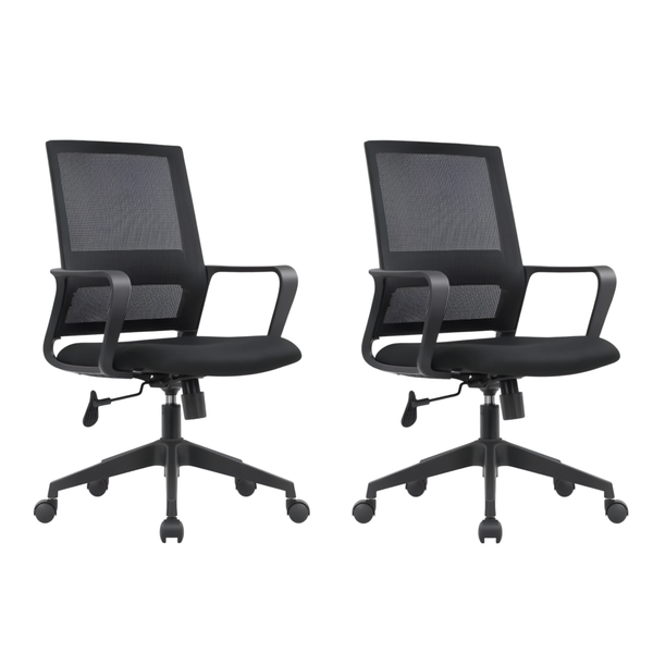 Set Of 2 Ergonomic Mesh Reception Office Chair With Armrest And Backrset