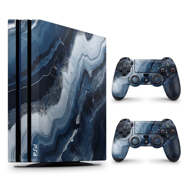 Decal Skin Compatible with PS4 Pro - Abstract Marble Blue (Decal Only)
