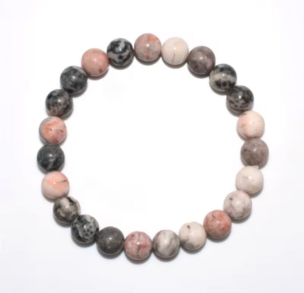 Holly Crystals - Pink Zebra Jasper Natural Stone Bracelet 8mm