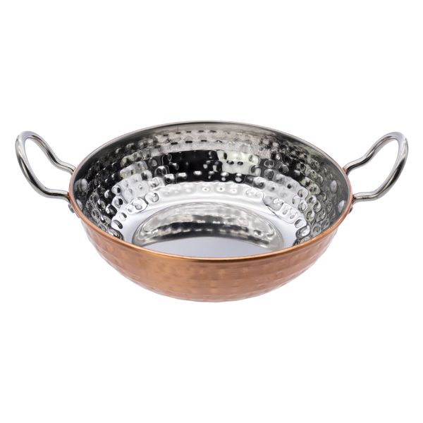 Regent Cookware Karahi Pan Hammered S/Steel Copper Plated, 850ml