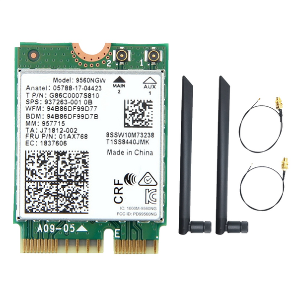 9560NGW WiFi Card+2XAntenna 1730Mbps Wireless AC 9560 2.4G+5G BT 5.0