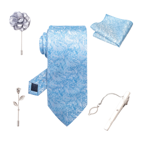 Kingdushi Men's Ties Set with Handkerchief &amp; Tie Clip for Wedding Party