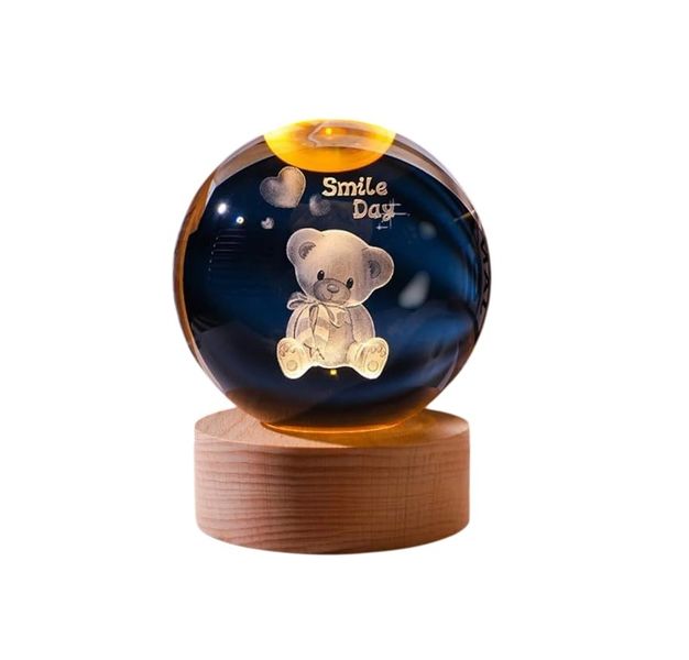 6cm Boss Glow USB Powered Desk / Bedside Mood 3D Crystal Ball Night Lamp