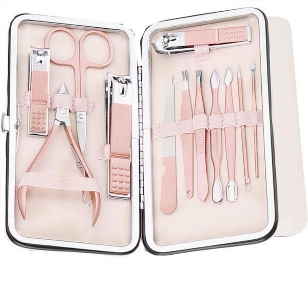 Nail Clipper Manicure - Pedicure Kit Set - Pink (15 Pieces)