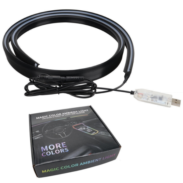64-Color Car Dashboard Ambient Light-1.5M Silicone Strip,App/Remote Control