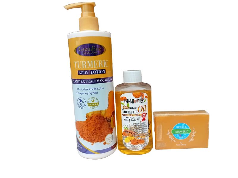Guanjin Turmeric Body Lotion, DR-Meinaier Turmeric Oil &amp; Turmeric Soap